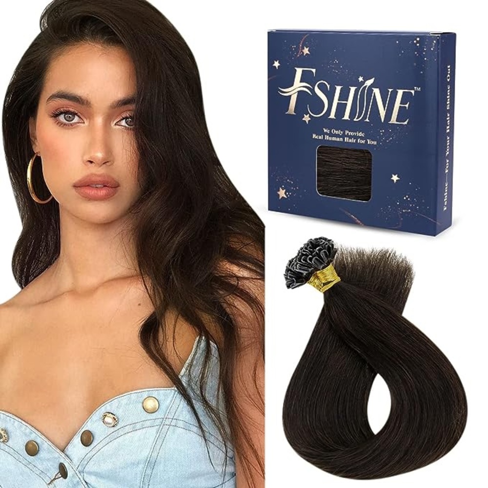 HUMAN HAIR Darkest Brown U-Tip Keratin Hair Extensions 22in 50g